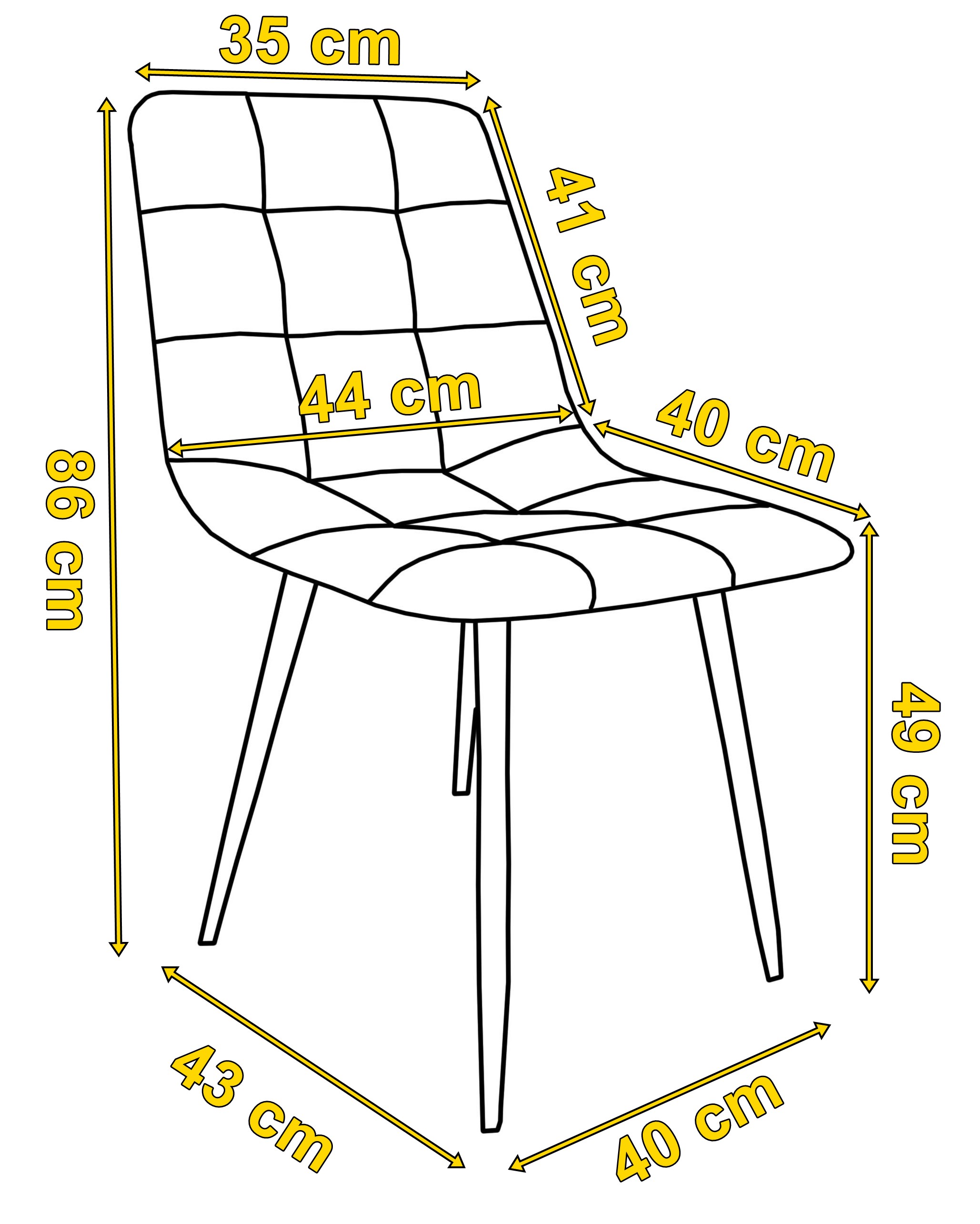 wymiary Krzesło aksamitne Denver