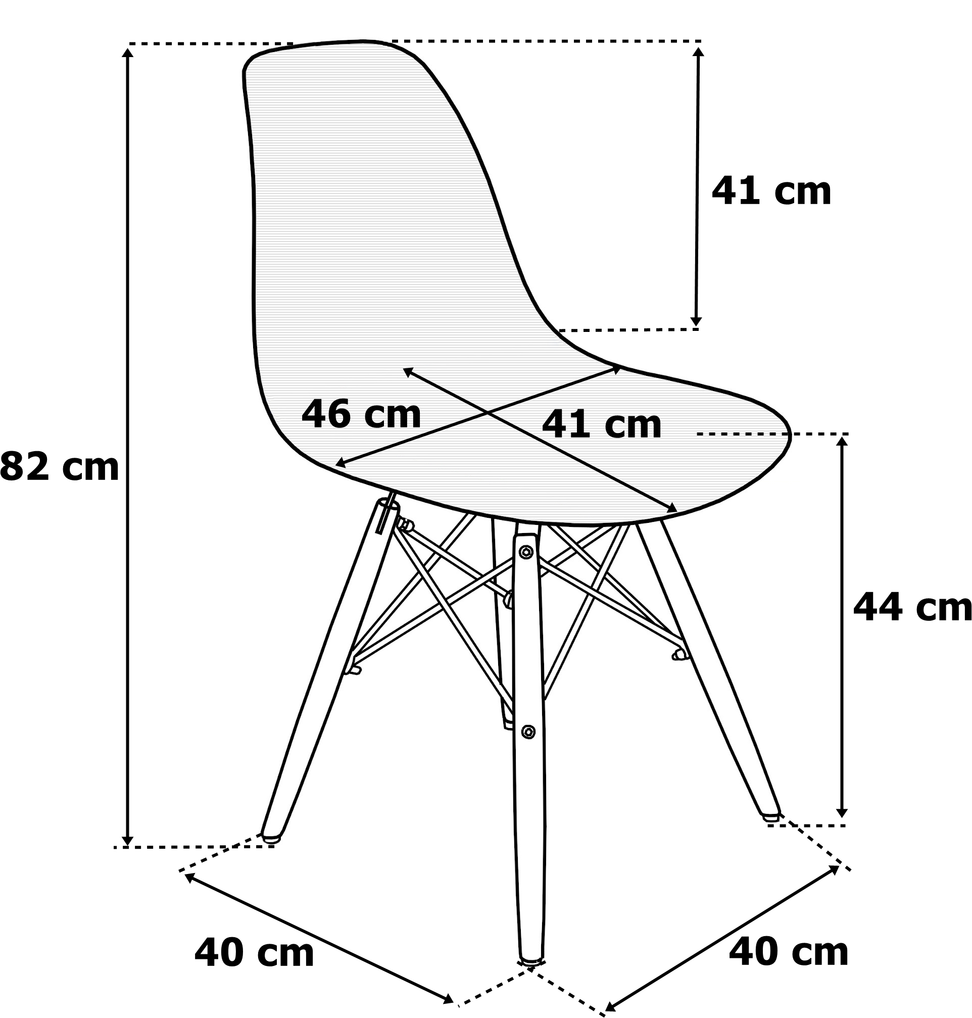Krzesło skandynawskie MILANO białe wymiary