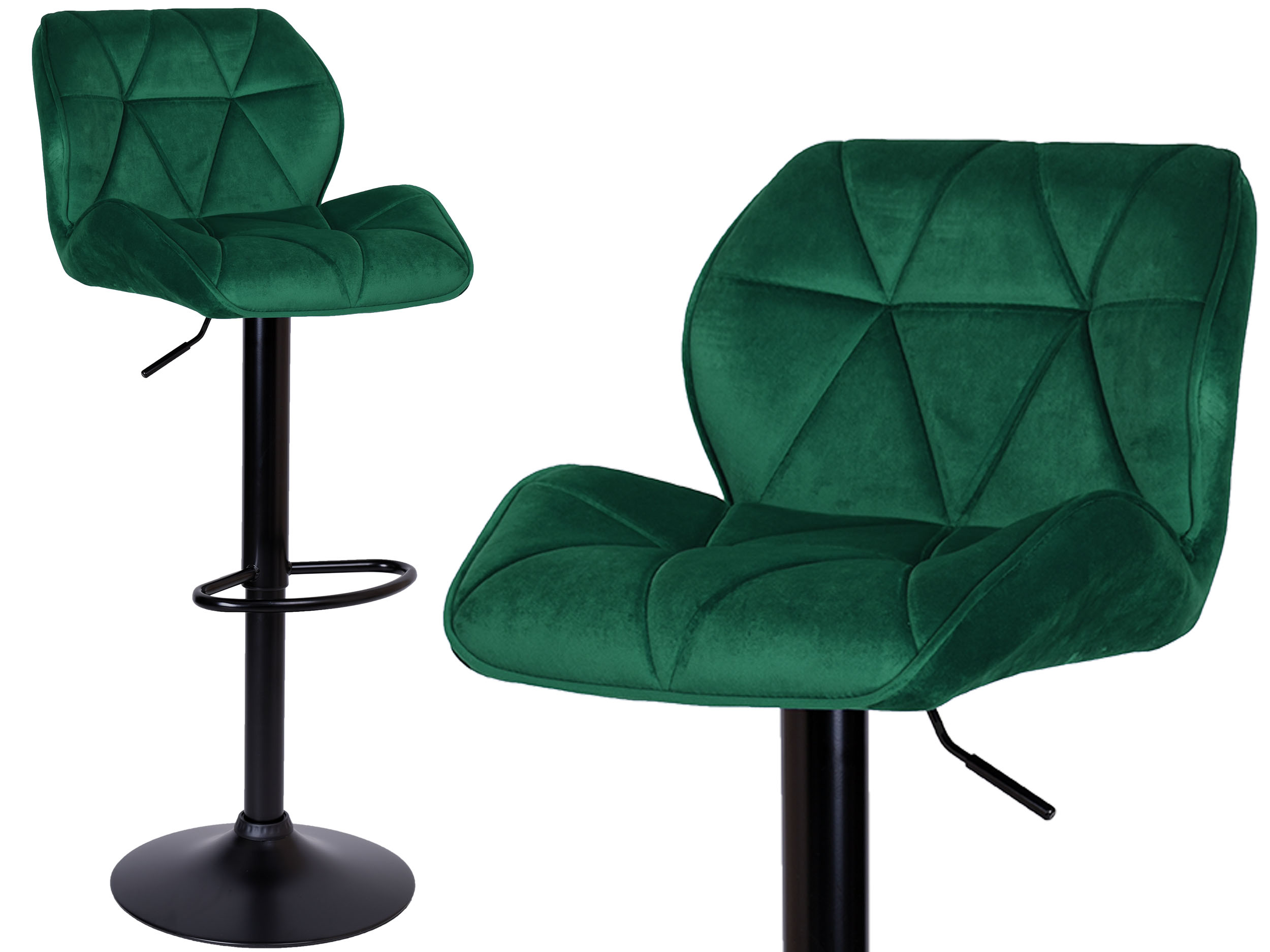 Krzesło barowe GRAPPO BLACK zielone velvet