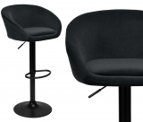 Krzesło barowe PATERSON aksamitne czarne VELVET